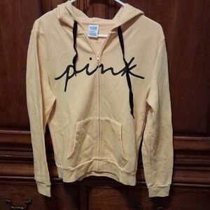 Victoria's Secret PINK Size Medium Golden Yellow Zip Up Fleece Jacket
